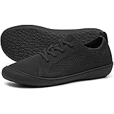 DEXJEWU Women's Wide Toe Minimalist Barefoot Walking Shoes Comfort Low Top Knit Lace-up Sneakers Casual Outdoor Tennis Shoes