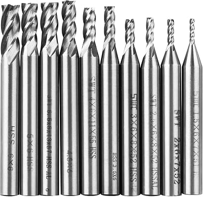 Linkstyle 10Pcs HSS Drill End Mill Bits Set 1.5-6mm 4 Flute Straight Shank