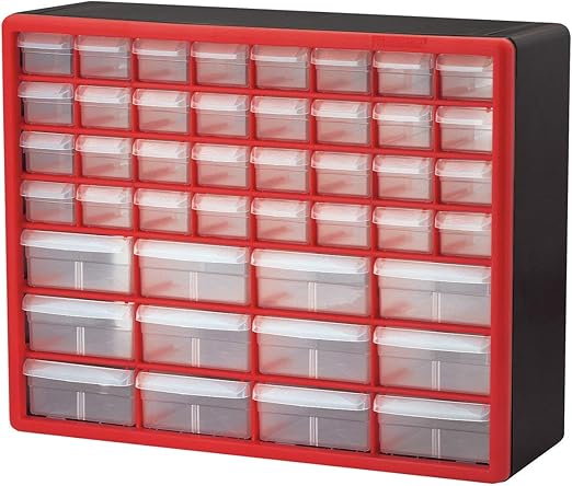 Akro Mils 10144redblk 44 Drawer Hardware Craft Plastic Cabinet
