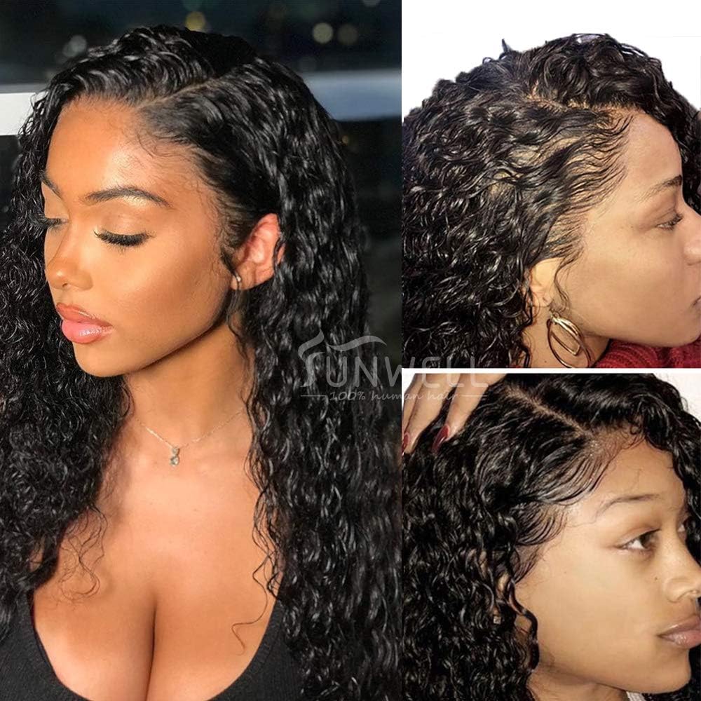 Sunwell Full Lace Wig Human Hair with Baby Hair Water Wave Virgin Brazilian Human Hair Wigs for Black Women 130% Density 16inch