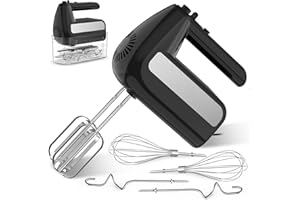CHIDOLL 5-Speed Electric Hand Mixer, 800W Handheld Mixer with Turbo for Baking & Cooking, Kitchen Food Mixer with Storage Case & 6 Stainless Steel Attachments (2 Beaters, 2 Dough Hooks, 2 Whisks)-Black