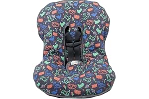 JYOKO Kids Universal Padded Cover Liner for Baby car seat Gr 0/100% Cotton Made (Compatible with Maxi COSI, Chicco, Mico, Evenflo, Mesa, Britax and More) (Happy Dino)