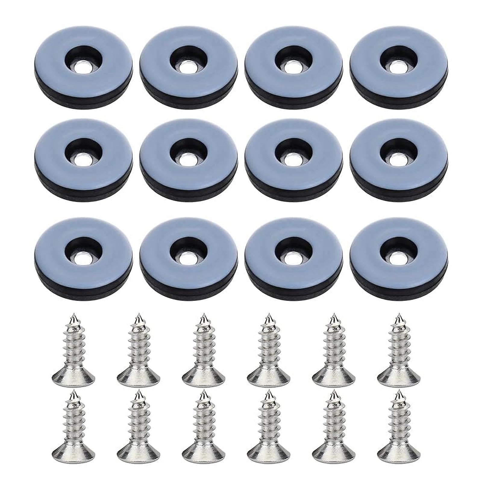 TXErfolg 32 Pieces Furniture Sliders 22mm Screw On Teflon Feet (Round | Black) Teflon Base Gliders Teflon Moving Sliders with Stainless Screw Feet Protector for Tiled Hardwood Floors