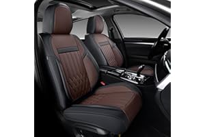KEYOOG 2-Seater Waterproof and Breathable Nappa Leather Car Seat Covers Full Set, Fit for Front Seats of Cars, Compatible with Airbags, Car Seat Protector Covers for Most Cars - Black Coffee