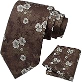LJBFNN Ties for Men Floral Tie and Pocket Square Sets, Men's Neck Ties and Handkerchief Combo for Prom Business Wedding Party