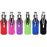 Amerzam Beer Bottle Coolies,6 Pack of Extra Thick Neoprene Zipper Beer Bottle Cooler Sleeve