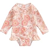 MERSARIPHY Toddler Baby Girl One-Piece Swimsuit Long Sleeve Swimsuit Girls Bathing Suit Rash Guard