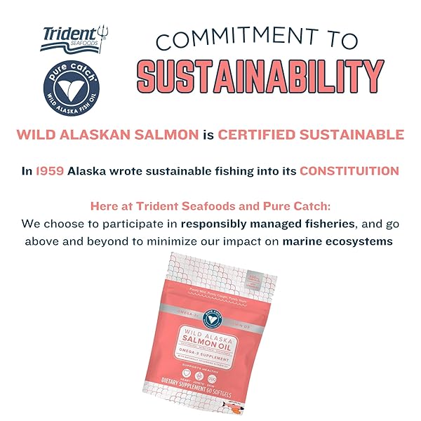 TRIDENT SEAFOODS PURE CATCH WILD ALASKAN FISH OIL FOR WOMEN + VITAMIN D3 – OMEGA-3 SALMON FISH OIL SUPPLEMENT – EPA AND DHA – 60 COUNT DAILY CITRUS SOFT GEL – JOINT SUPPORT, SKIN, AND HEART HEALTH