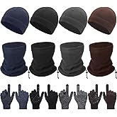 JaGely 12 Pcs Winter Warm Beanie Hats Scarf Gloves Set Include 4 Pieces Knit Hat 4 Pairs Touchscreen Gloves 4 Pieces Neck Warmer Unisex for Men Women