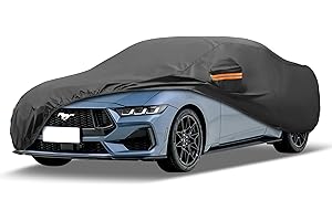 MORNYRAY Compatible with Ford Mustang,Car Cover Outdoor Waterproof Sun Rain Snow Hail Protection with Driver Door Zipper (Black, Custom Fit Ford Mustang)