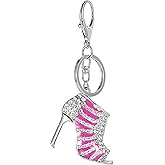 Reizteko Lady Gift Rhinestone Stiletto High Heel Shoe Crystal Enamel Keychain Multicolor Enamel Keychain (pink)