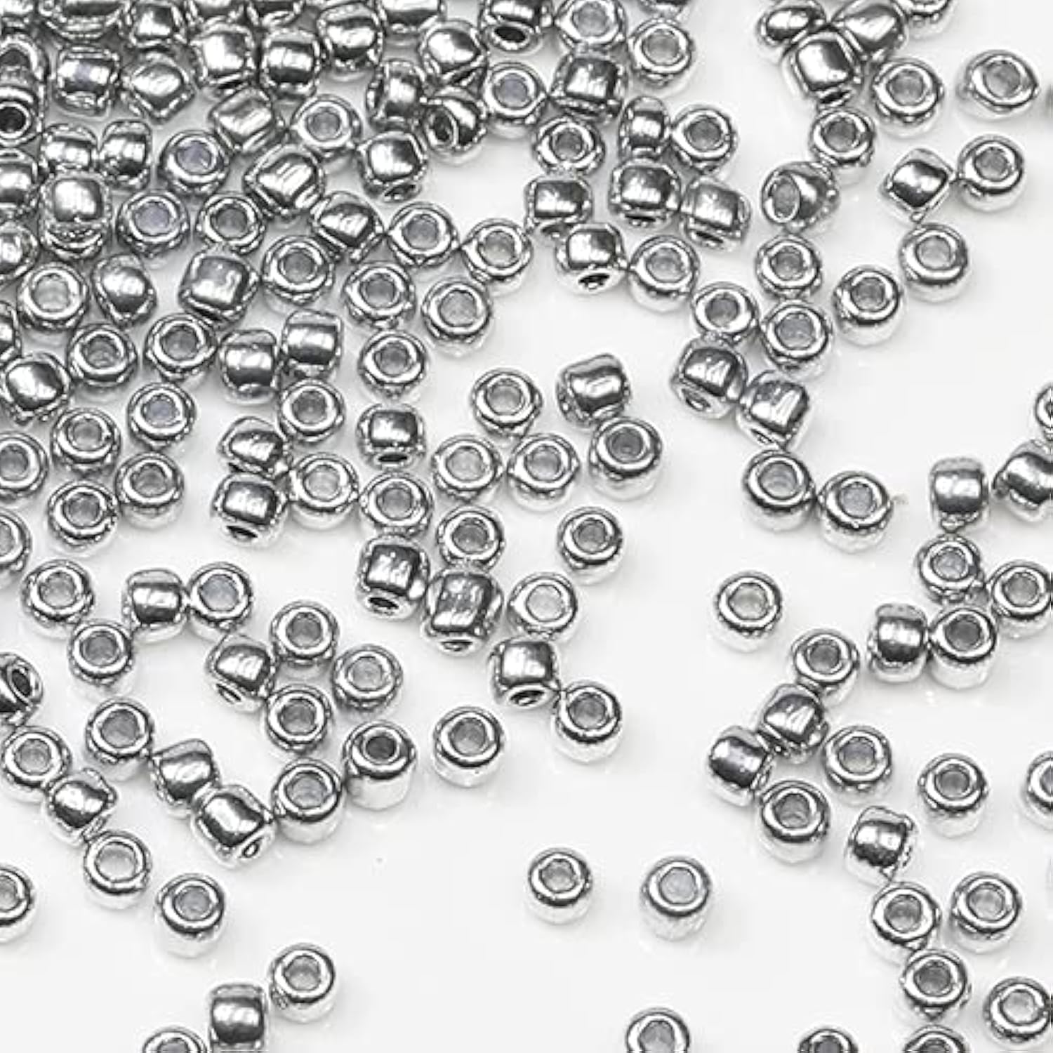 Tibaoffy Silver Beads Size 8/0 Crafts Glass Seed Beads 3mm for Jewelry Making (Total About 100g About 3600pcs)