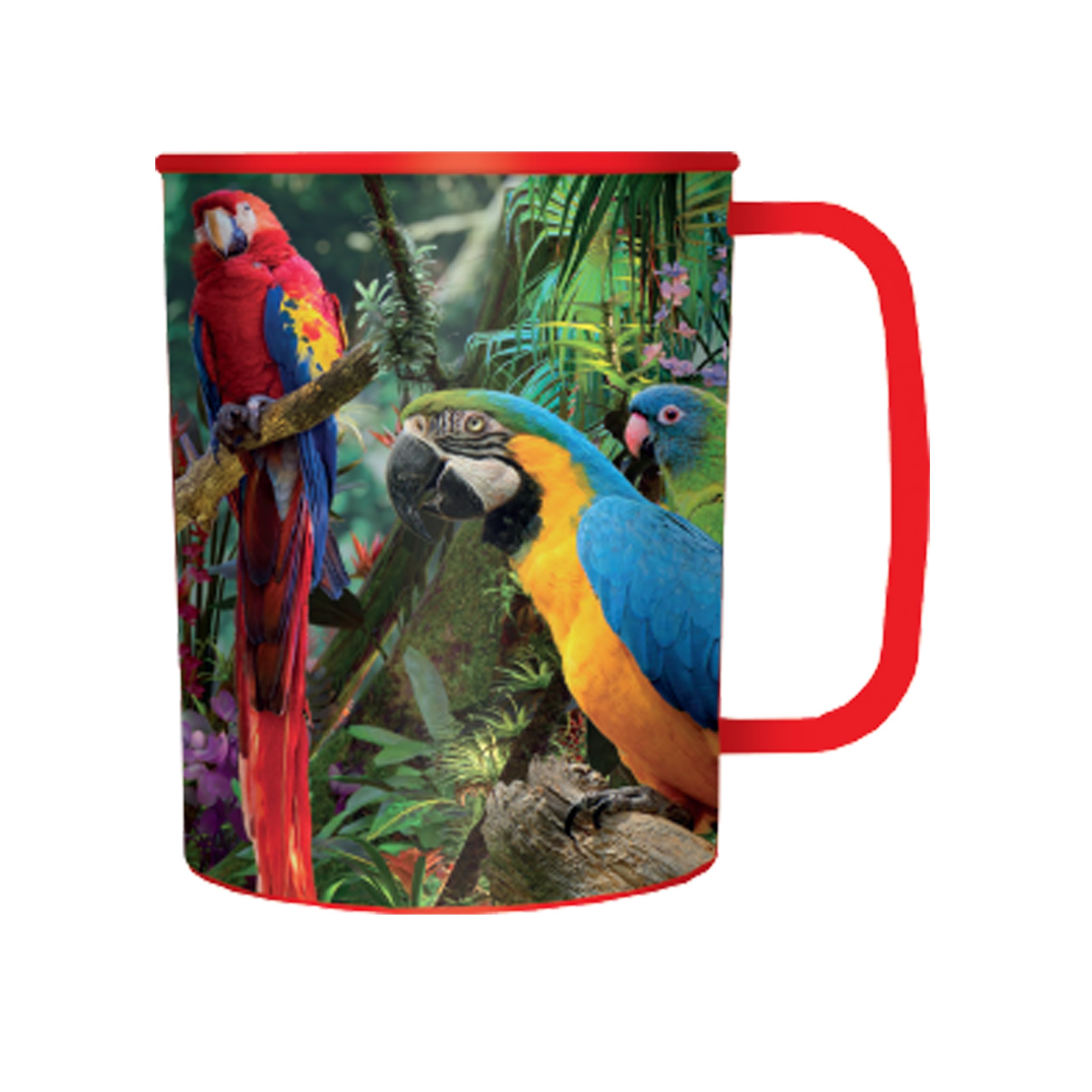 3D LiveLife Drinking Cup - Parrot Pandemonia from Deluxebase. 300ml Plastic Mug with Bird Theme, Reusable Coffee Cup, Portable Animal Tumbler for Camping, Picnic, Travel & Everyday Use.