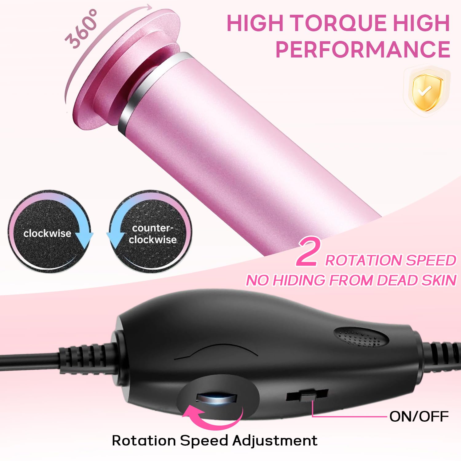 Dermave Electric Foot Callus Remover, 800RPM Electric Foot File Callus Remover for Feet with 60 pcs Sandpaper Discs, Stepless Speed Professional Foot Scrubber Pedicure Tools for Dead Skin and Calluses