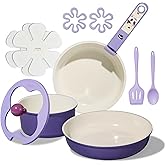 CAROTE 11pcs Ceramic Cookware Set, Pots and Pans Set Non stick, Induction Kitchen Cookware with Removable Handle, RV Dishwasher & Oven Safe, RV/Camping Cookware, PFOA Free, Purple