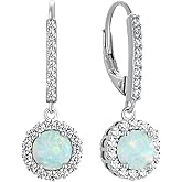 YL 925 Sterling Silver Halo Solitaire Dangle Drop Earrings Oval Cut Birthstone Leverback Earrings Jewelry for Women