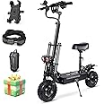 TIFGALOP Electric Scooter High Power Dual Drive 5600W Motor Up to 50 MPH and 60 Miles Range 11 Inch Tubeless Off Road Tires Electric Scooter for Adults with Detachable Seat
