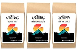 GOOD TIMES COFFEE CO. Good Times Coffee Company Colombian Huila Ethiopian Yirgacheffe Costa Rican Tarrazu Green Unroasted Coffee Beans, 3 Pound Variety