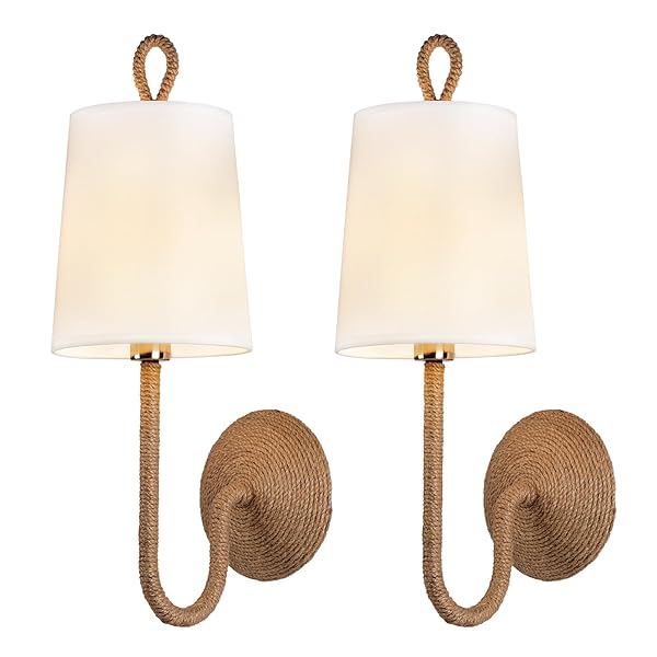 HILUXIA NATURAL RATTAN WALL SCONCE SET OF 2:...