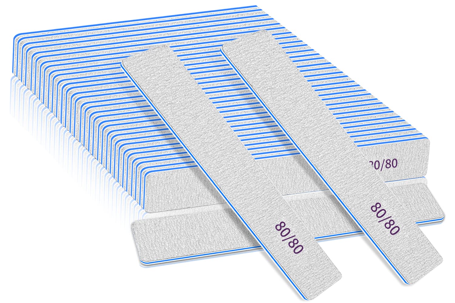 25 Pcs Nail File 80/80 Grit Nail Files for Acrylic Nails & Gel Nails, Double Sided Emery Board for Nails, Professional Nail File Coarse Nail File for Home and Salon Use