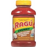 Ragu Chunky Super Chunky Mushroom Pasta Sauce with Hearty Mushrooms, Diced Tomatoes, and Italian Herbs and Spices, 45 OZ