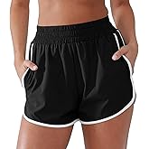YIPINK High Waisted Running Shorts Women Water-Resistant Lightweight Athletic Workout Gym Shorts 3" Dolphin with Pockets