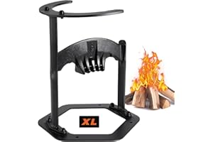 Gardguard XL Firewood Kindling Splitter Stand with Cover - Cast Steel Manual Log Splitter Wedge, Heavy Duty Wood Splitter Tool, Safe Easy Kindling Firewood Cutter Cracker Portable, 12 LBS (Black)