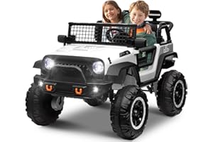 OTTARO 24V 4WD/2WD Switchable Ride on Cars, 2 Seater Kids Electric Vehicle Truck with 20 Inch Seater, 4x100W Motors, 4 Shock Absorbers, Music Play,Bright Light, Remote Control (White)