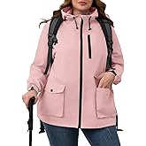 Avoogue Plus Size Womens Rain Jacket with Hood,Packable,Lightweight,Windbreaker,Waterproof Thin Jackets,Hiking,Travel
