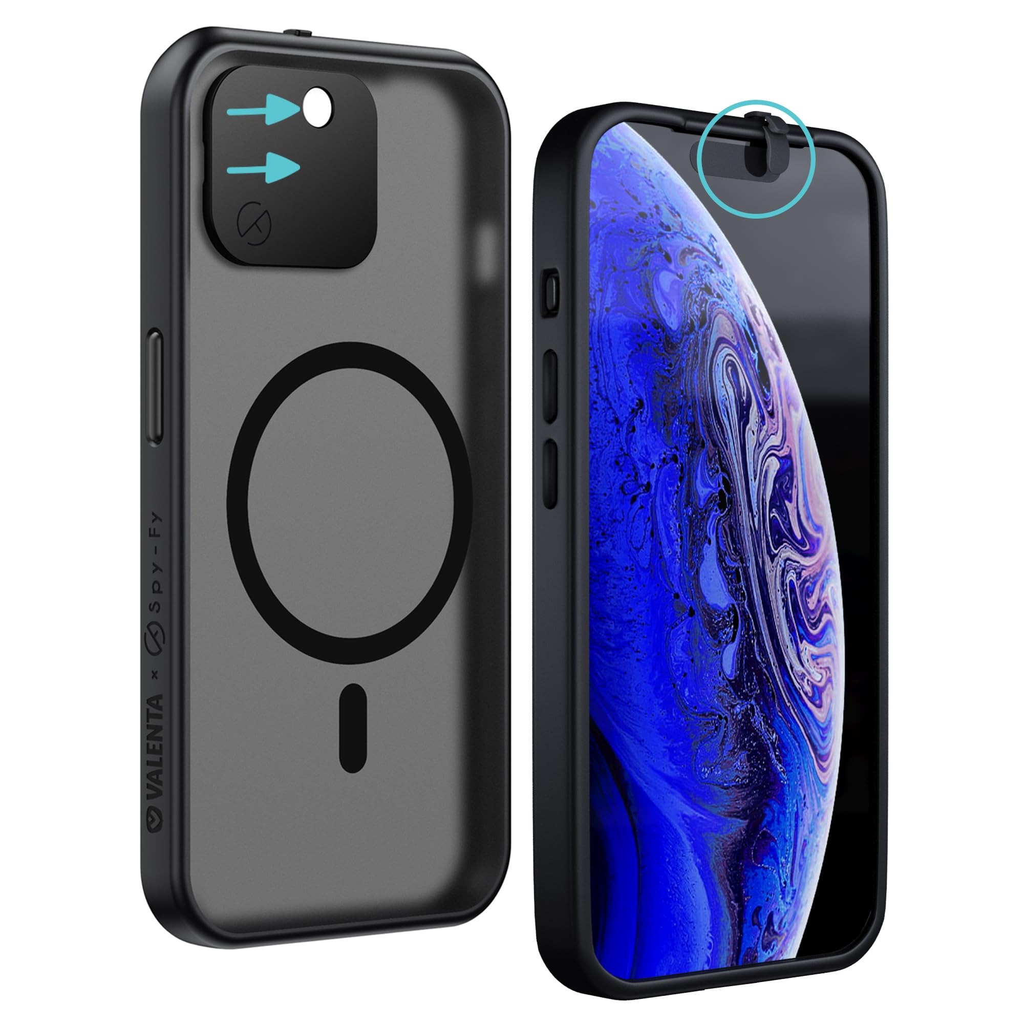 Spy-Fy Privacy Case for iPhone 15 Plus with Camera Covers Front and Rear | Magsafe compatible and Kickstand | Protect Your Privacy | 6-Foot Drop Proof | 6,7 Inch |Smokey Black — image 1