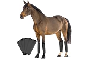 FOXLVDA Horse Fly Boots, Adjustable Fly Boots for Horses Set of 4, Comfortable Horse Leggings, Breathable Plastic Mesh Material, Horse Supplies for Reduces Stress & Leg Fatigue (Dark Gray)