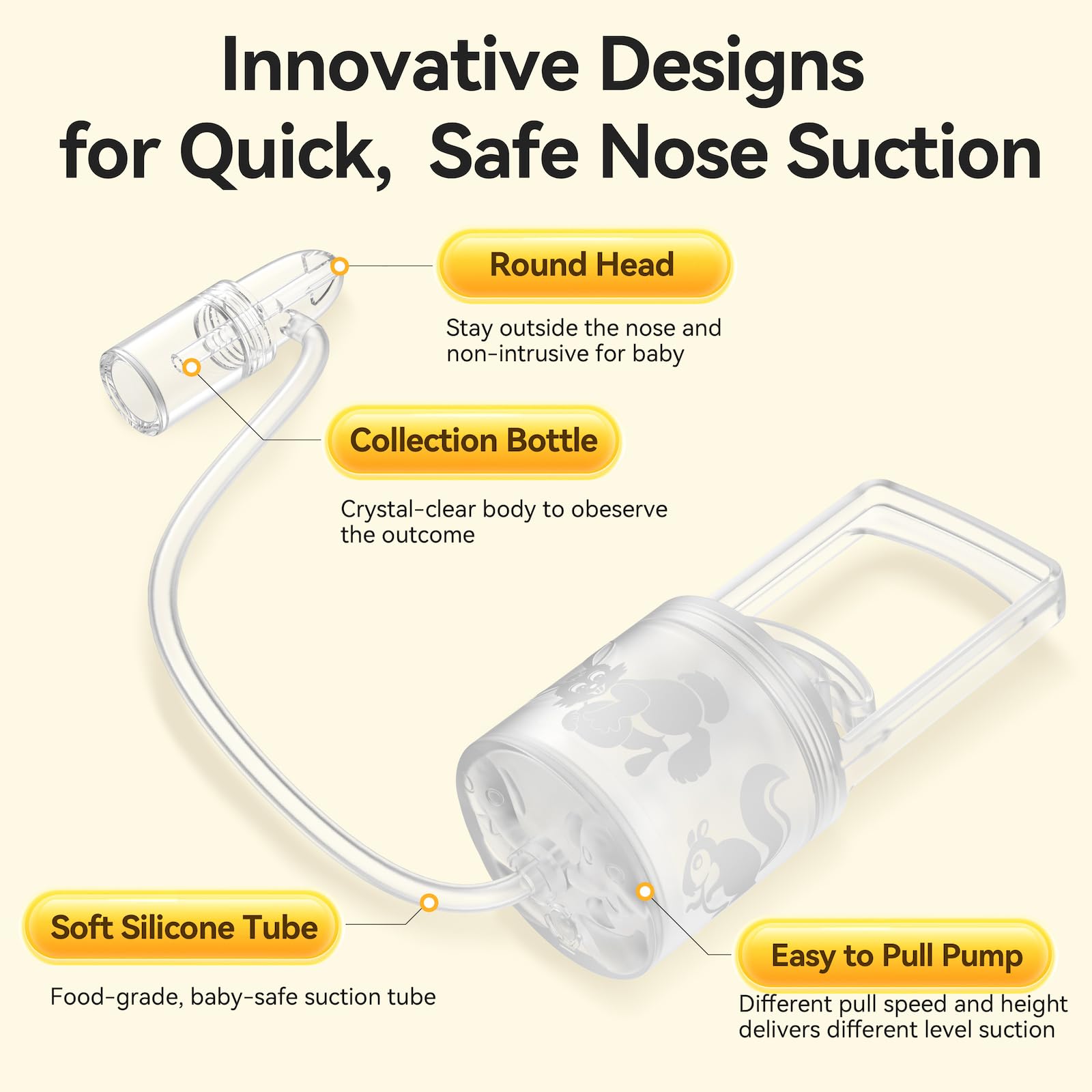 Nasal Aspirator for Baby and Toddler Nose Clearing with Hand Pump and Non-Invasive Tip for Quick, Quiet Suction, Co-Branded with CHIBOJI