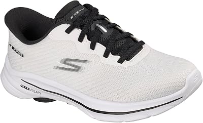 Damen Go Walk 8 Nadia Slip-InTurnschuhe, White Textile/ Black Trim, 37.5 EU