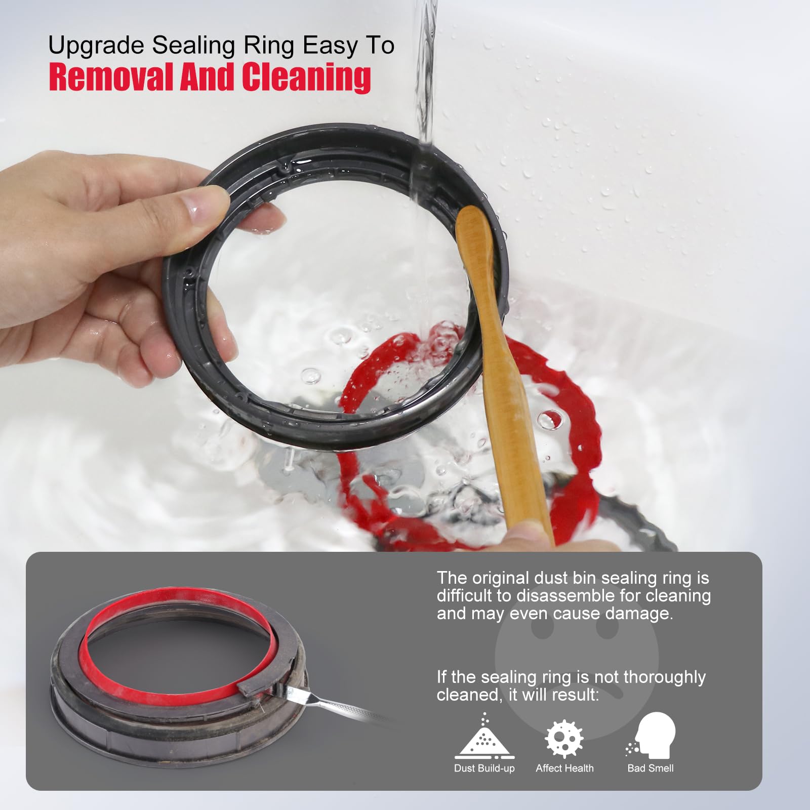 Upgraded Bin Sealing Ring Compatible with Dyson V11 V15 Gen5 SV14 SV15 SV22 Vacuum Cleaner Canister Replacement Parts with T8 Screwdriver