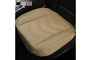 West Llama 2 Pack Front Car Seat Bottom Covers Pad Mat Filling Breathable Bamboo Charcoal, PU Leather Driver Car Seat Protector Pad for SUV Toyota Honda Ford Jeep, 21.26 × 20.86 Inch Beige