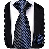 Hi-Tie Boys Ties Self Tie Silk Striped Kids Necktie and Pocket Square Set Paisley Boys Tie for Age 8-11 Wedding