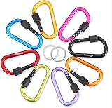 BEEWAY Locking Carabiner 8 Pack Aluminum D-Ring Key Chain Clip Camping Hiking view 2