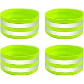 BlingKingdom 4 PCS High Visibility Reflective Running Gear | Elastic Reflective Arm Band and Ankle Band, Adjustable Reflective Strap Bracelets for Running, Walking, Cycling