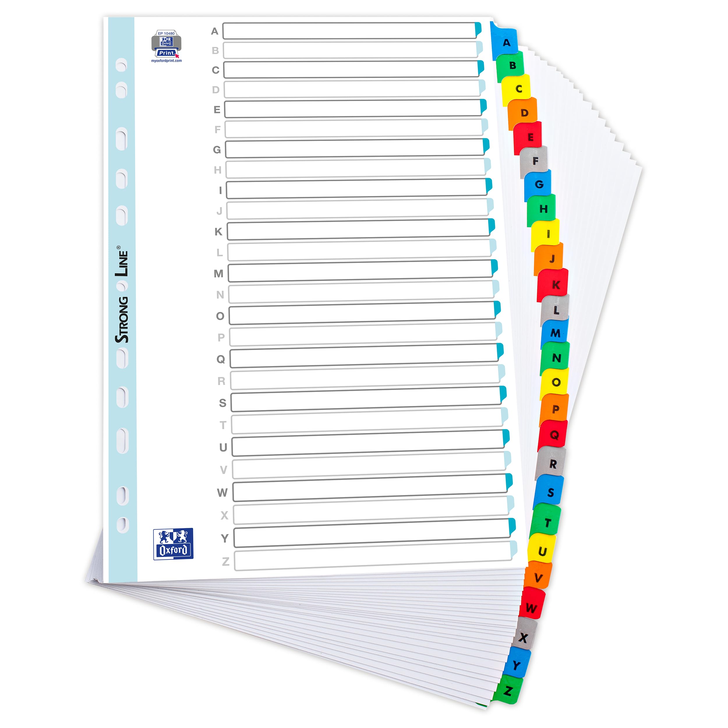 Oxford A4 A-Z Indices with Coloured Plastic Coated Tabs, Multi-Colour — image 1