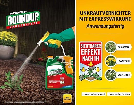 Roundup Ac Unkrautfrei Fertigmischung Zur Bekampfung Von Unkrautern Grasern Und Moos 5 Liter Kanister Amazon De Garten
