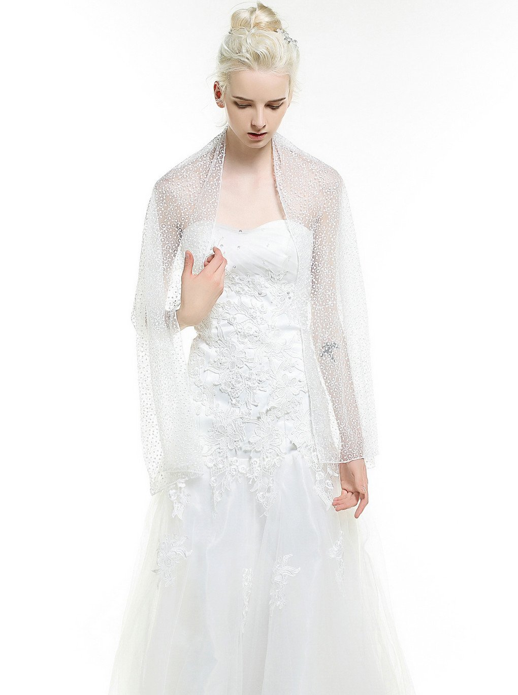 Aukmla Women's Bridal Wedding Lace Wraps and Shawls, Bolero for Women 70 15 Inches Aukmla Women's Bridal Wedding Lace Wraps and Shawls, Bolero for Women 70 15 Inches