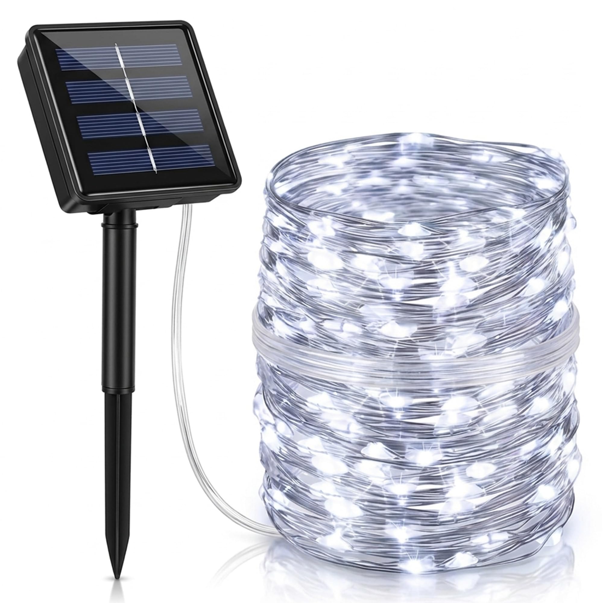 rynli Solar Fairy Lights Outdoor Garden Waterproof Warm White, Solar String Lights Outdoor, Copper Wire Garden Lights, Solar Lights for Fence Patio Balcony Decoration (Cool White,10 M, 32 Ft,100 LED)