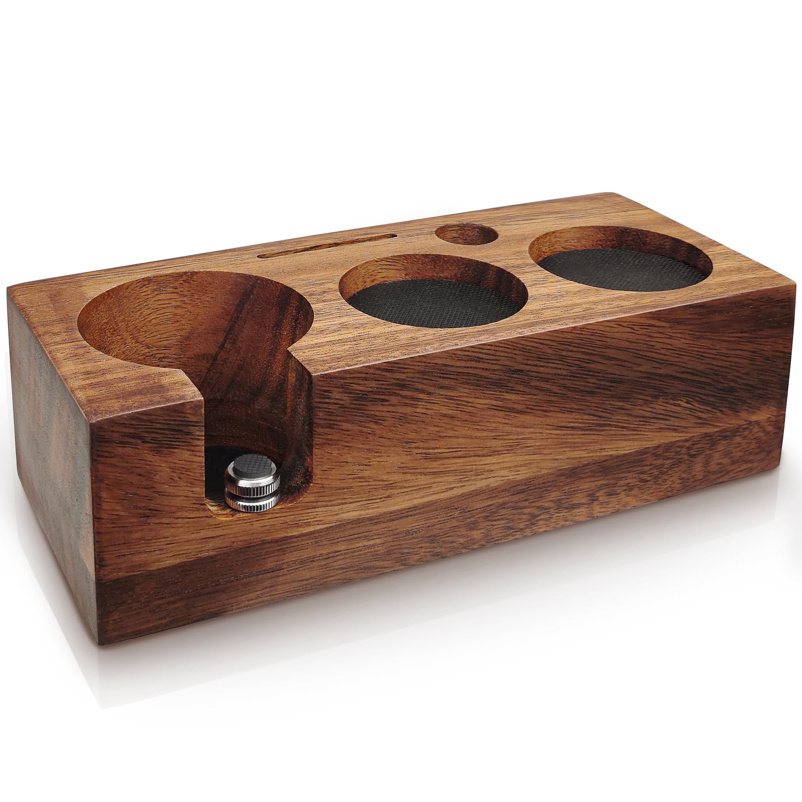 HOLIHOKY Tamping Station, Coffee Tamper Station for 58mm Tamper, Espresso Tamping Station for 58mm Portafilter, Puck Screen, Distributor, Tamper, Natural Walnut Wood