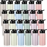 Domensi Aluminum Water Bottle Bulk Reusable Water Bottle, Lightweight Easy Carry Leakproof with Snap Lid Travel Bottles, for Gym Outdoor Sports Cycling Camping Fishing(17oz, 24 Pack)