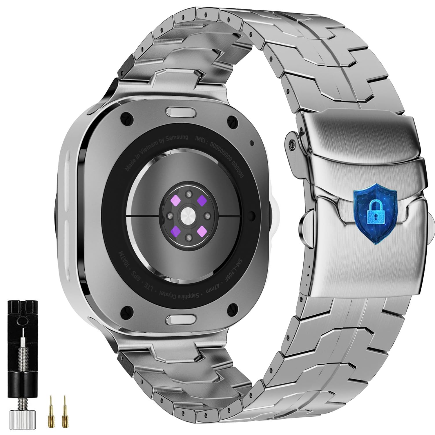 Photo 1 of Lock Buckle Metal Band Compatible SAMSUNG Galaxy Watch 8 40mm 44mm/8 Classic 46mm Bands 2025, Business Stainless Steel Straps for Galaxy Watch 8 Classic Men Women Silver