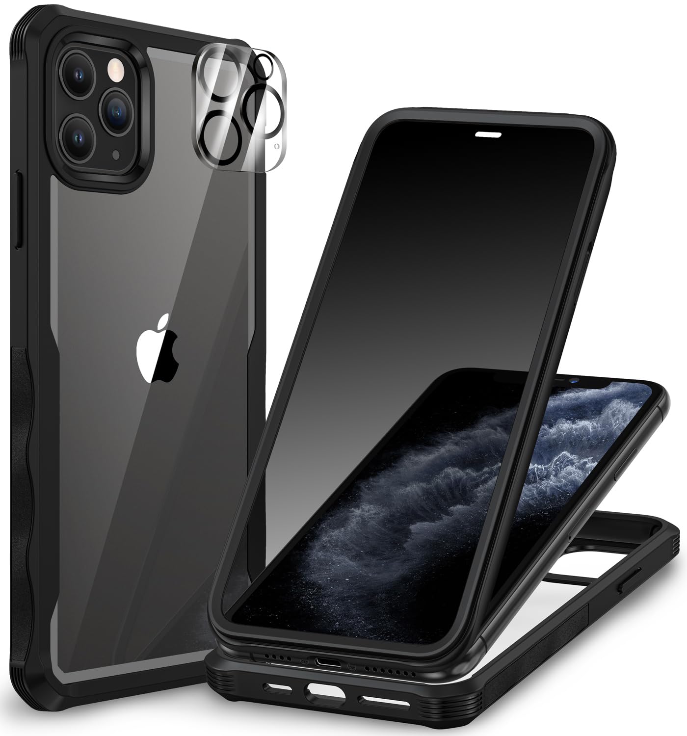 Photo 1 of CENHUFO Privacy for iPhone 11 Pro Case, Full Body Phone Case with Built-in 9H Tempered Glass Privacy Screen Protector and Camera Lens Protector, Anti Peep Spy Shockproof Bumper Clear Cover - Black