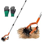 Garden Weasel Rotary Cultivator 72" Hand Tiller, 2-in-1 Adjustable for Soil &amp; Weeds