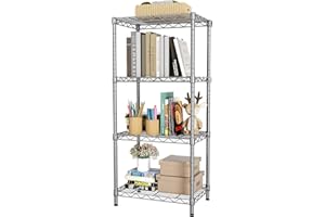 SINGAYE 4 Tier Shelf Adjustable Storage Shelf Wire Shelving 400LBS Load Capacity Metal Storage Rack for Kitchen Office Home Storage Pantry Room Silver 12" DX18 WX43.5 H