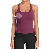 ATTRACO Ribflex Ribbed Workout Crop Tops with Built-in Bra for Women | Removable Pads, Light-to-Medium Support, Racerback, Scoop Neck, Waist Length, Seamless Stretch, Yoga Athletic Gym Running