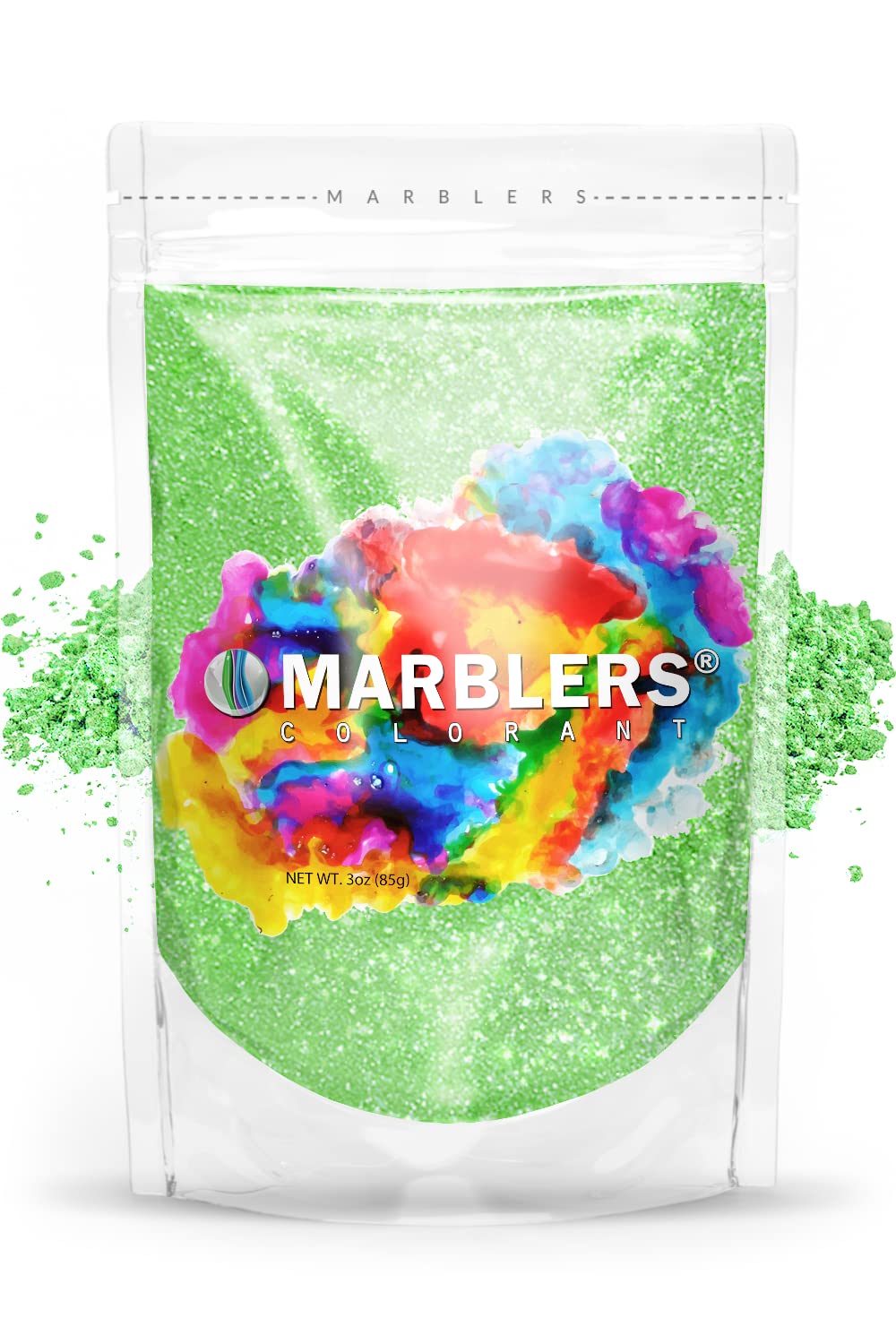 MARBLERS Green Mica Powder [Lime Pearl] 3oz (85g) | Cosmetic Grade | Epoxy Resin Pigment | Dye | Non-Toxic, Vegan, Cruelty-Free | Lip Gloss, Nails, Body Butter | Bath Bomb, Candle & Soap Making — image 1